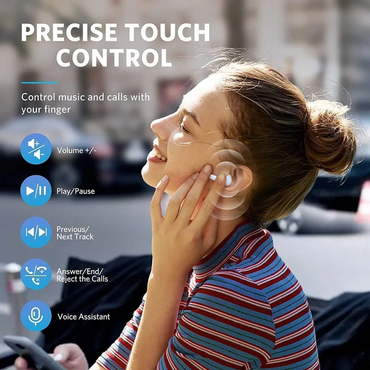 Keai Wireless Earbuds Bluetooth 5.3 with Hifi Stereo Sound, Long Battery Life, Built-In Microphone and Portable Charging Case for Sports, Office, Calls, Music and Daily Use