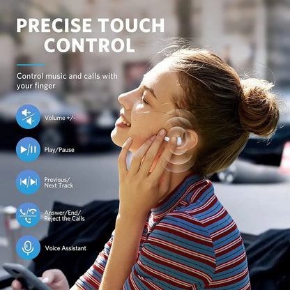 Keai Wireless Earbuds Bluetooth 5.3 with Hifi Stereo Sound, Long Battery Life, Built-In Microphone and Portable Charging Case for Sports, Office, Calls, Music and Daily Use